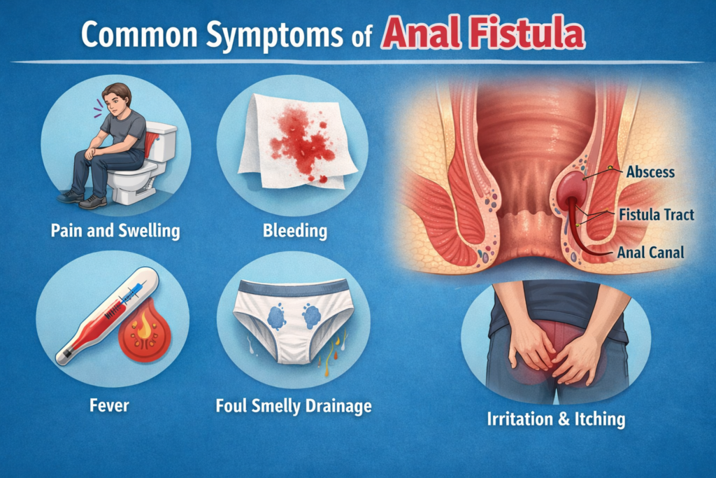 Common symptoms of anal fistula explained by Dr. Sanjiv Warkhede, Best Piles Doctor in Jabalpur
