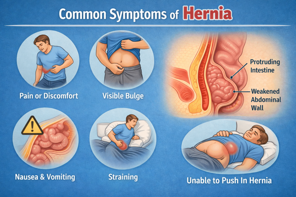 Common symptoms of hernia explained by Dr. Sanjiv Warkhede, Best Piles Doctor in Jabalpur
